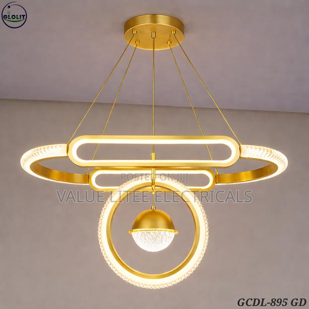 LED Chandelier Black/Gold Rectangular Base - thumbnail 2