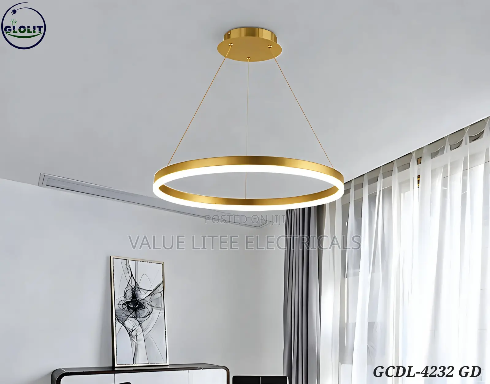 LED Chandelier Round Circular Black/Gold
