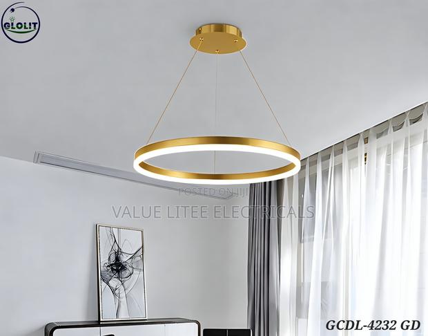 LED Chandelier Round Circular Black/Gold - thumbnail 2