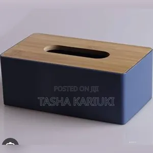 Tissue Box With Bamboo Wood Lid,rectangular Leather Serviette Holder*