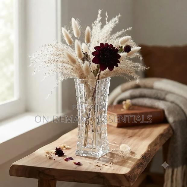 Glass Vase Square Checked Heavy Clear - thumbnail 2