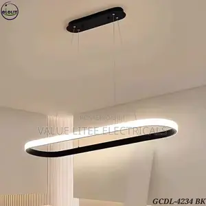 LED Chandelier Oval Shape Light Black/Gold