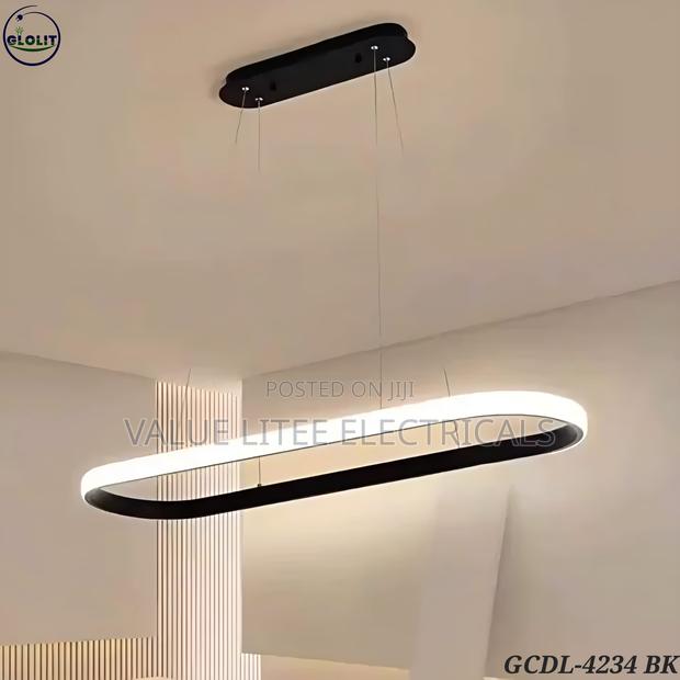 LED Chandelier Oval Shape Light Black/Gold