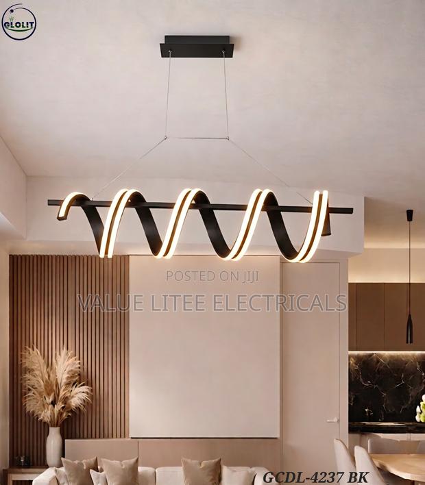 LED Spiral Chandelier Black/Gold