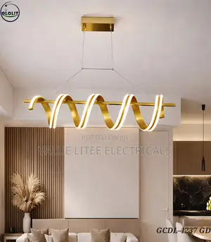 LED Spiral Chandelier Black/Gold