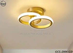 LED Ceiling Light Black/Gold Overlapping Rings Round
