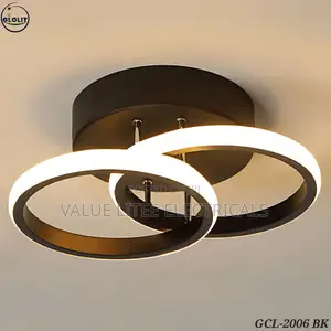 LED Ceiling Light Black/Gold Overlapping Rings Round
