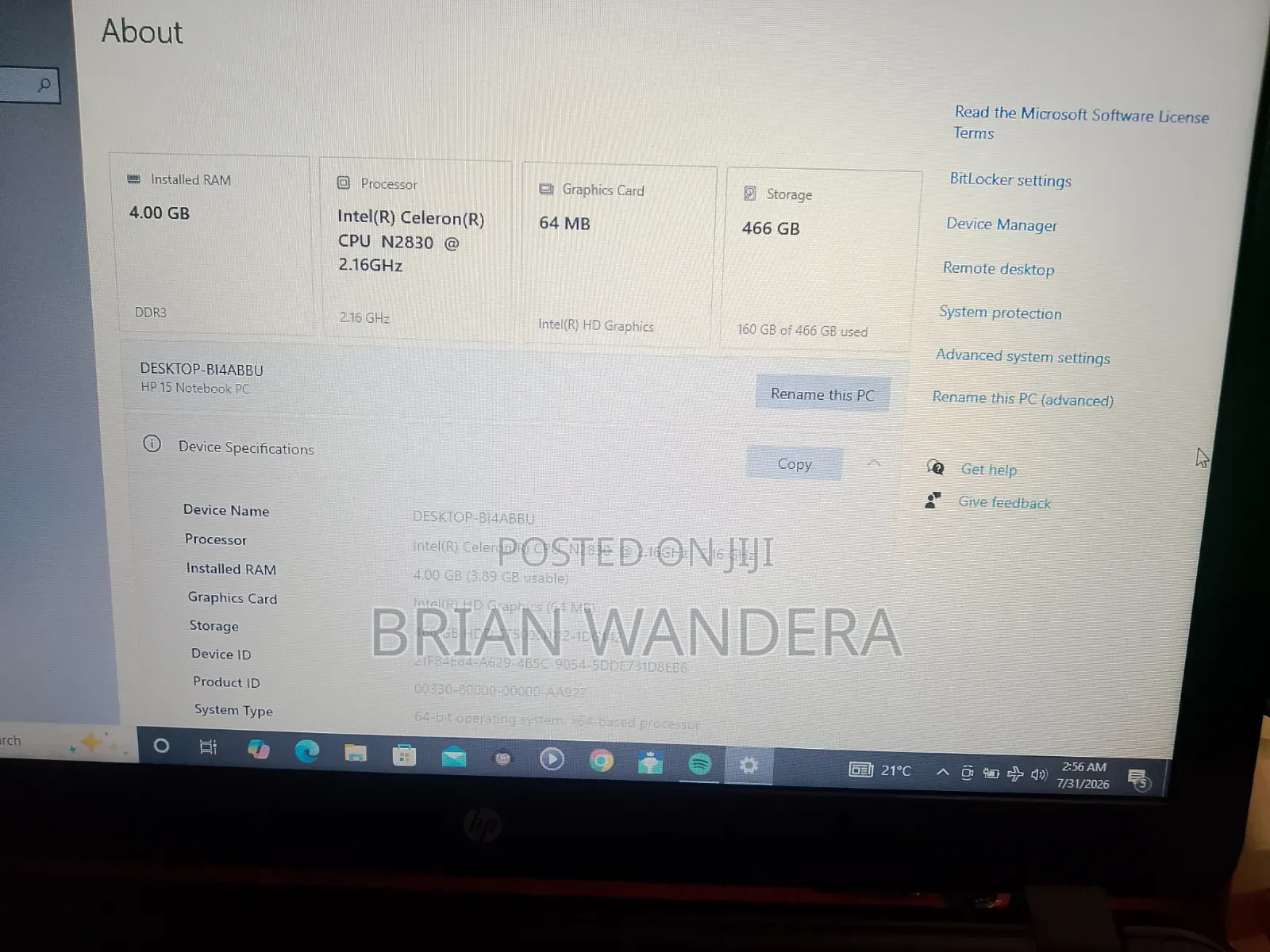 Laptop HP 15 4GB Intel Celeron HDD 500GB
