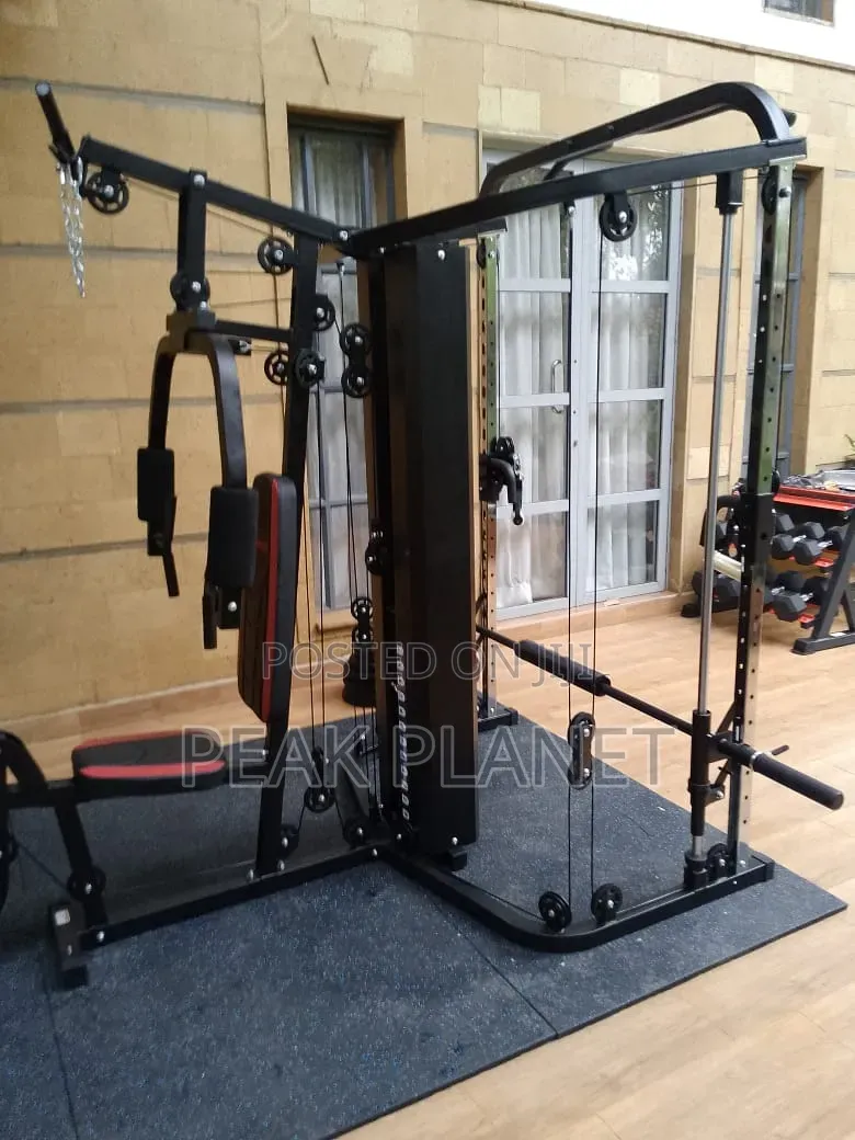 All-in-One Gym Station With Smith Machine Cable Crossover