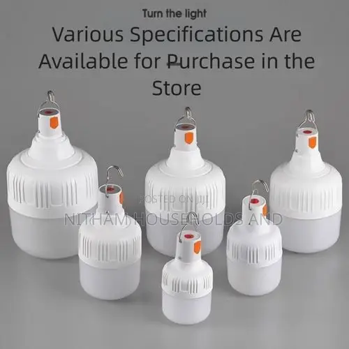 150W Rechargeable LED Light Bulb – Cool White, Portable for Home