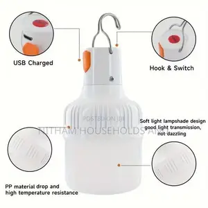 150W Rechargeable LED Light Bulb – Cool White, Portable for Home