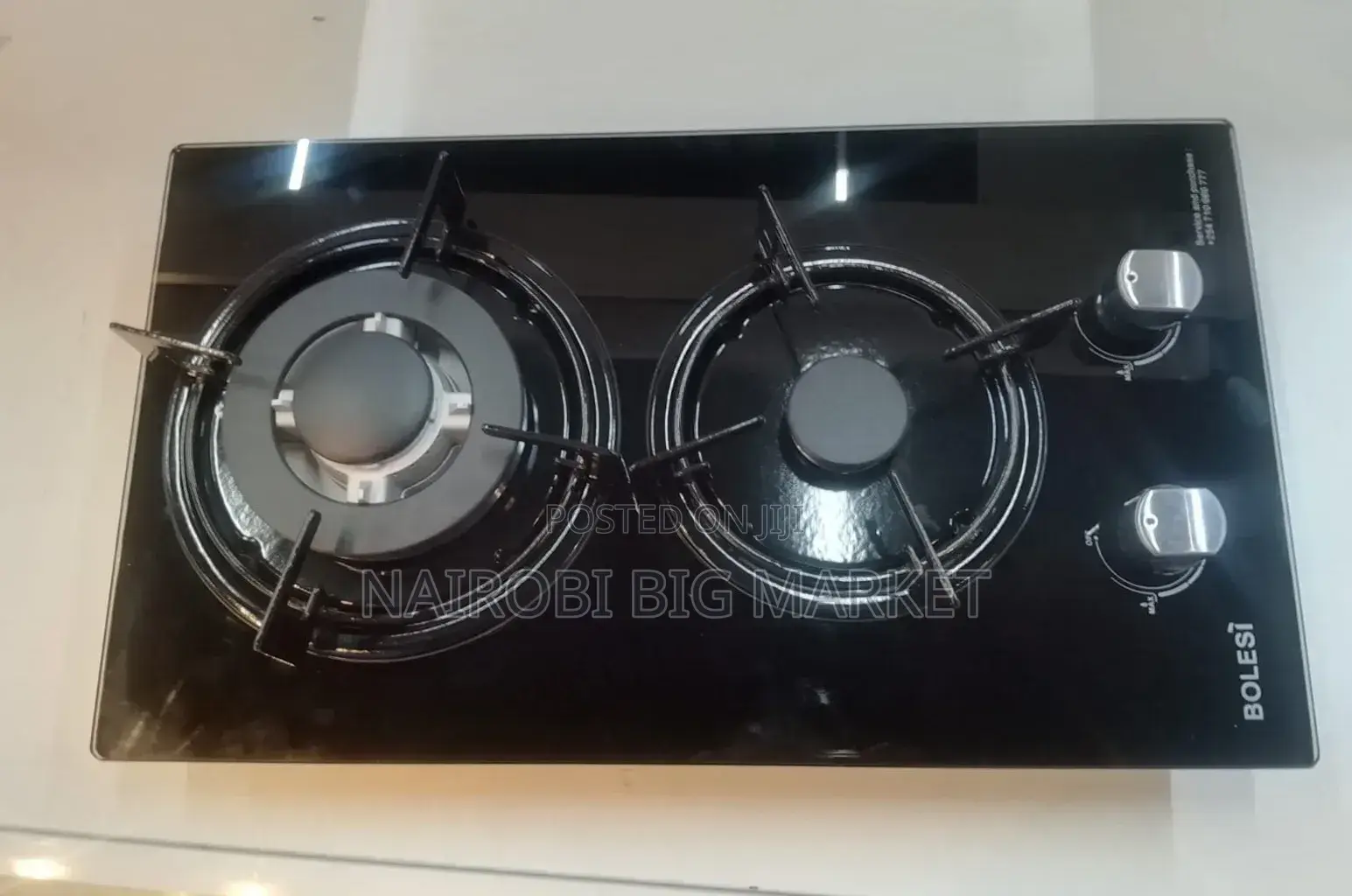 Bolesi Hob 2 Burners Inbuilt Gas Glass Tampared Hod