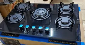 With Warranty Bolesi Inbuilt 5 Burner Full Gas Tampared Glass Cooker
