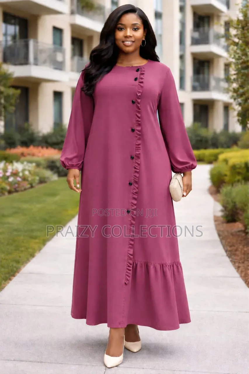 Elegant Ruffle Front Maxi Dress