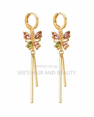 Gold Multicolour Butterfly Tassel Earrings | Women's Statement Jewelry