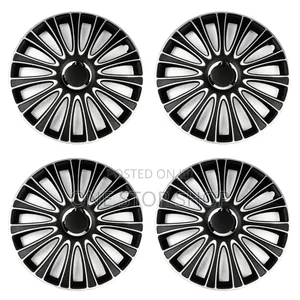 14" Silver Black Multi_spoke Ellipse Design Wheel Caps