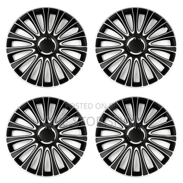 14" Silver Black Multi_spoke Ellipse Design Wheel Caps