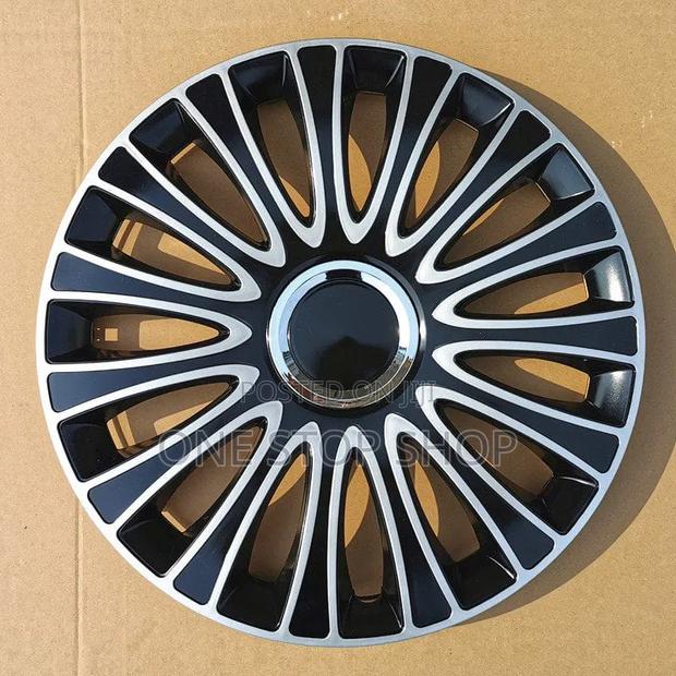14" Silver Black Multi_spoke Ellipse Design Wheel Caps - thumbnail 2