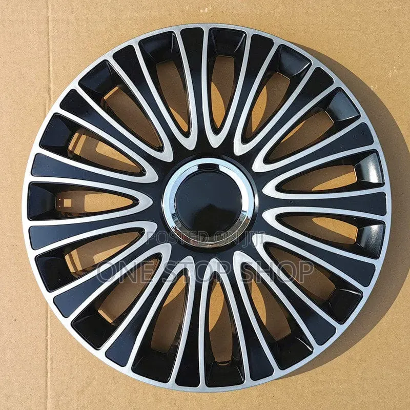 14" Silver Black Multi_spoke Ellipse Design Wheel Caps