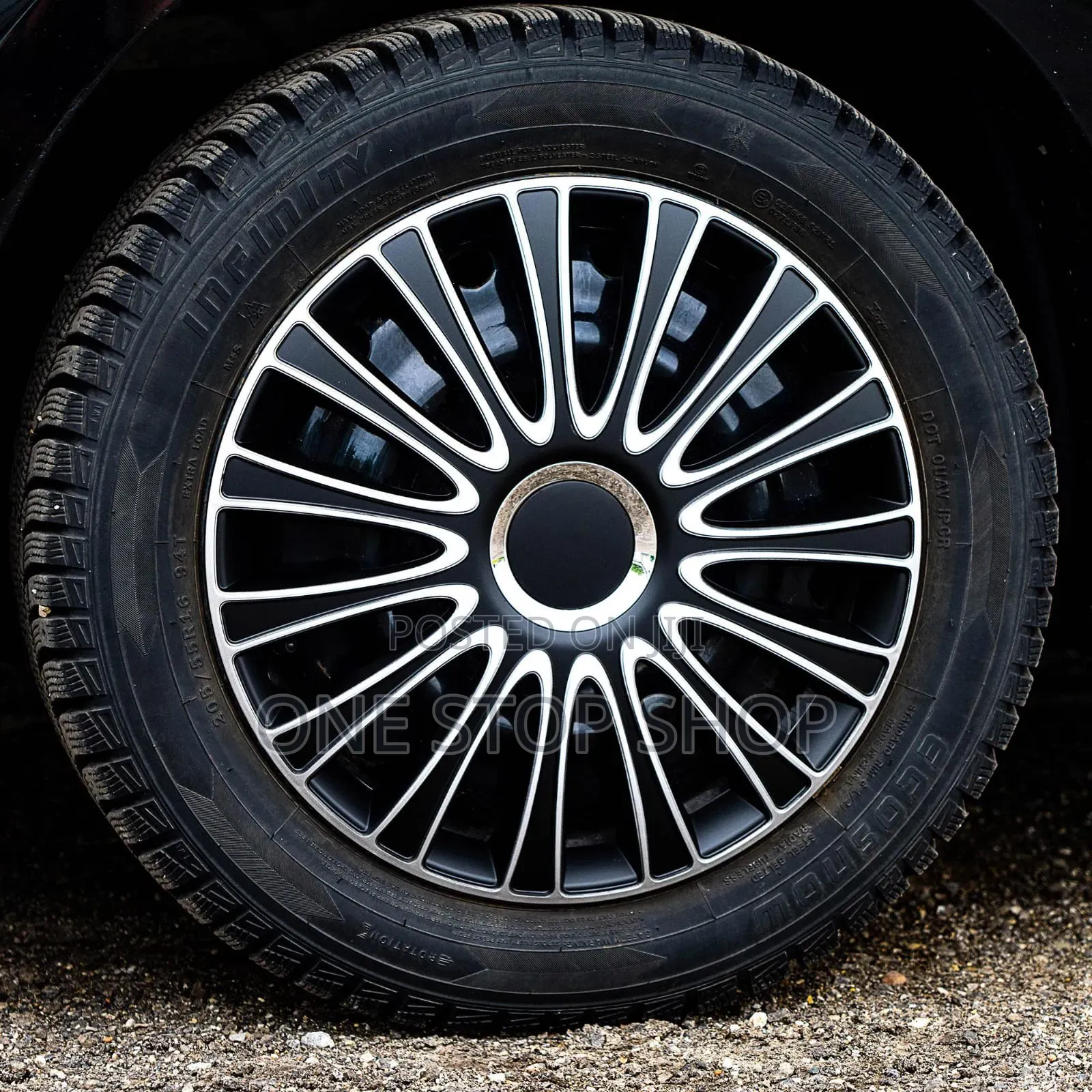 14" Durable Abs Plastic Silver Black Finish Wheel Caps 4pc