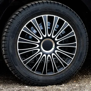 14" Durable Abs Plastic Silver Black Finish Wheel Caps 4pc