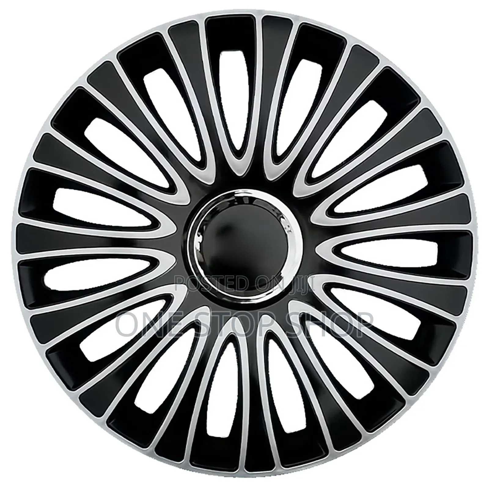 14" Silver Black Wheel Caps With Adjustable Retention System 4pc
