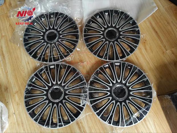 14" Silver Black Wheel Caps With Adjustable Retention System 4pc - main view