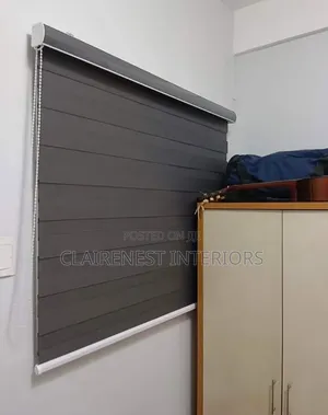 Blue and Grey Timeless Window Elegance, Horizontal Office Window Blind