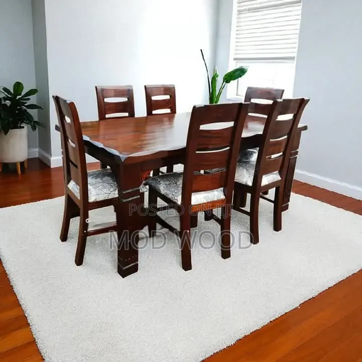 Contemporary Six-Seater Wood Dining Set