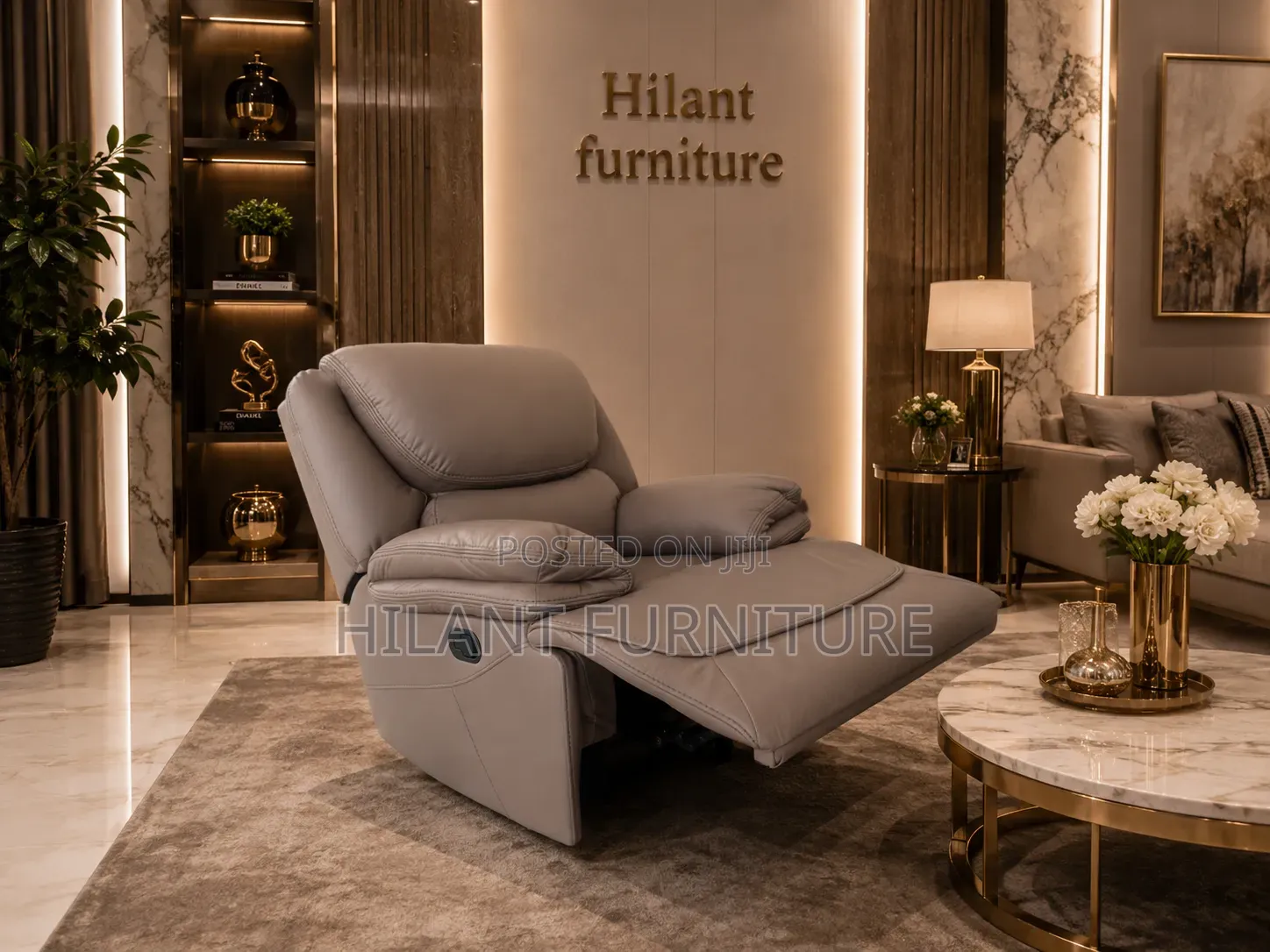 Creamish 1 Seater King Size Recliner Sofa