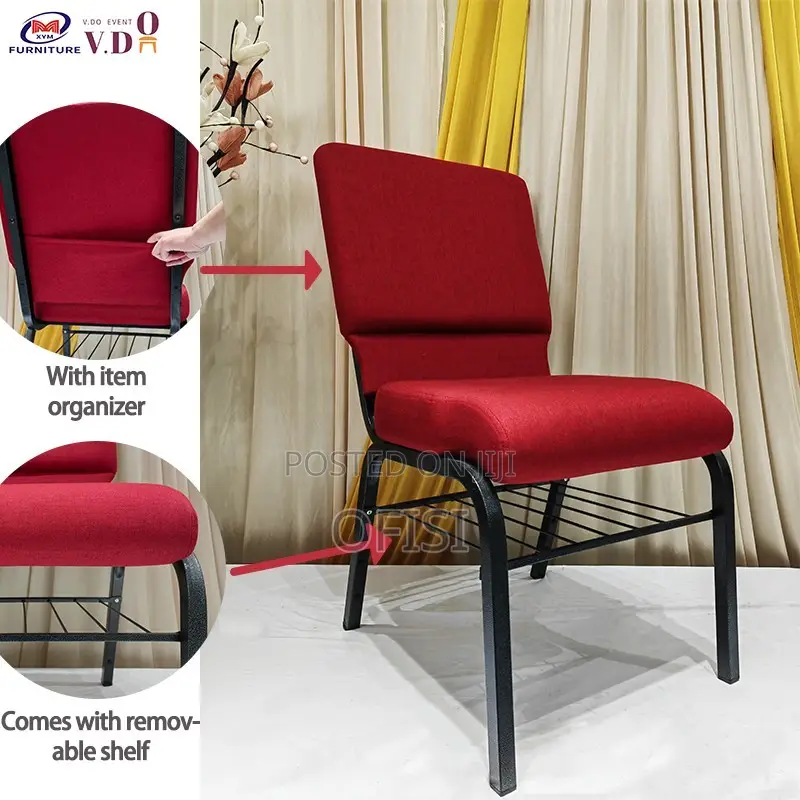 Office Chair; Modern Red Fabric Meeting Chair