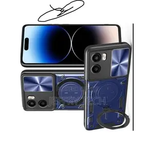 Oppo A6X 4G Blue Case Cover With Ring Holder Kickstand Camera Lens S