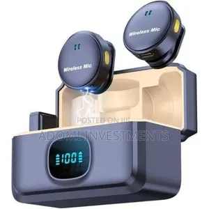 Professional Wireless Microphone System With a Charging Case.