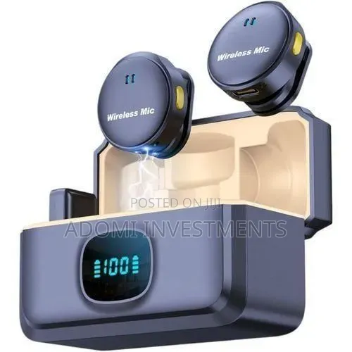 Professional Wireless Microphone System With a Charging Case.