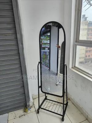 Full Length Dressing Mirror With Wheels and Shoes Rack