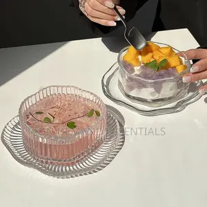 New Irregular Dessert Bowls Set With High Beauty Cloud Glass Bowls