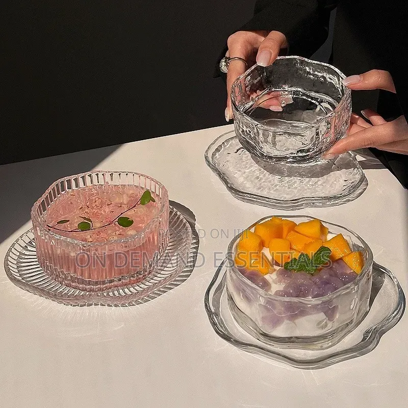 New Irregular Dessert Bowls Set With High Beauty Cloud Glass Bowls