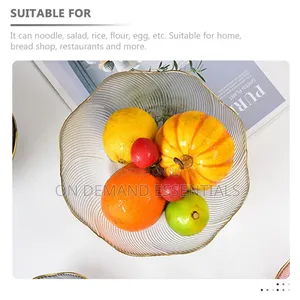 *Gold Rim Glass Salad Bowl Set Mixing Serving Bowl