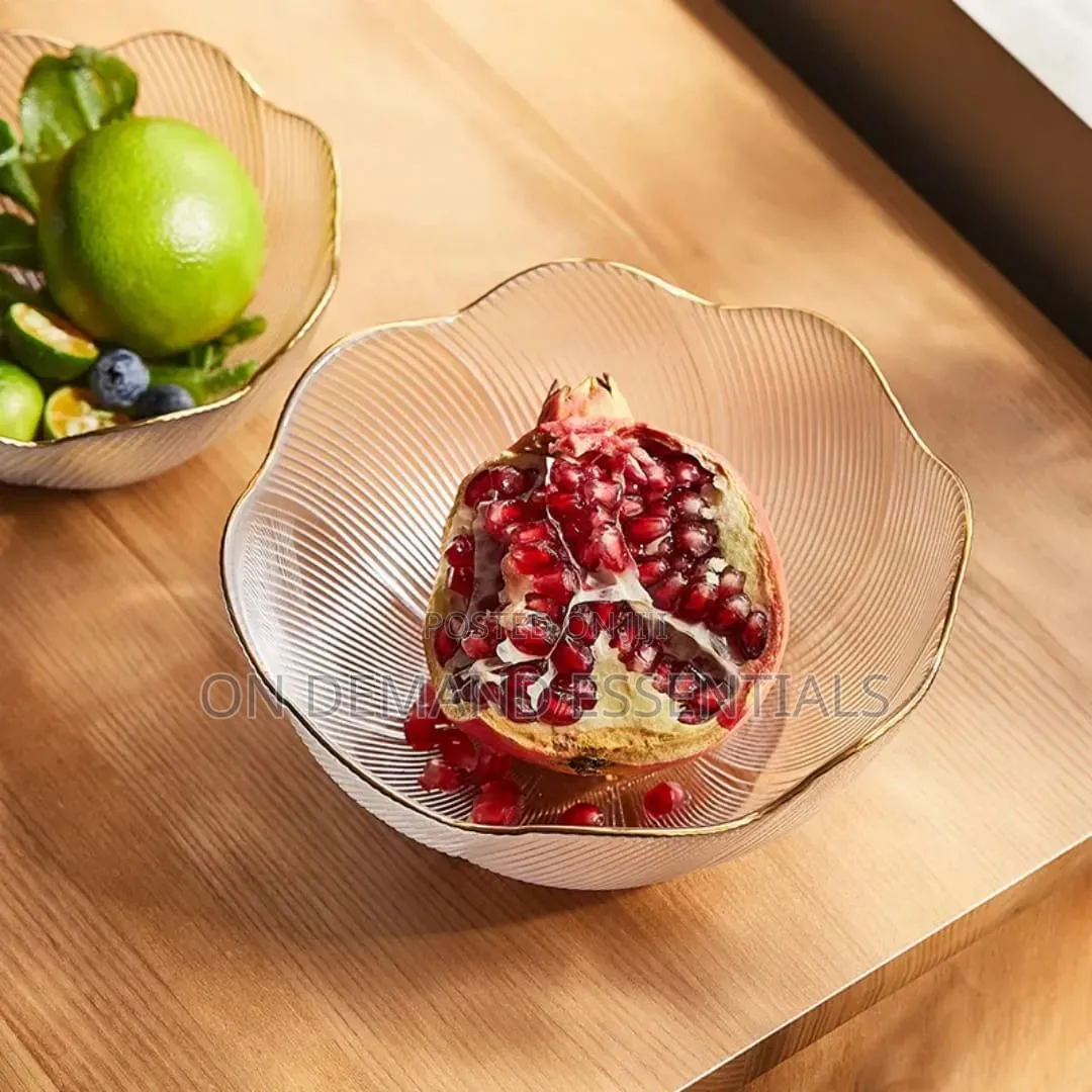 *Gold Rim Glass Salad Bowl Set Mixing Serving Bowl