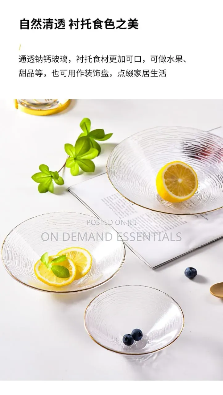3pc Set Transparent Glass Plate
