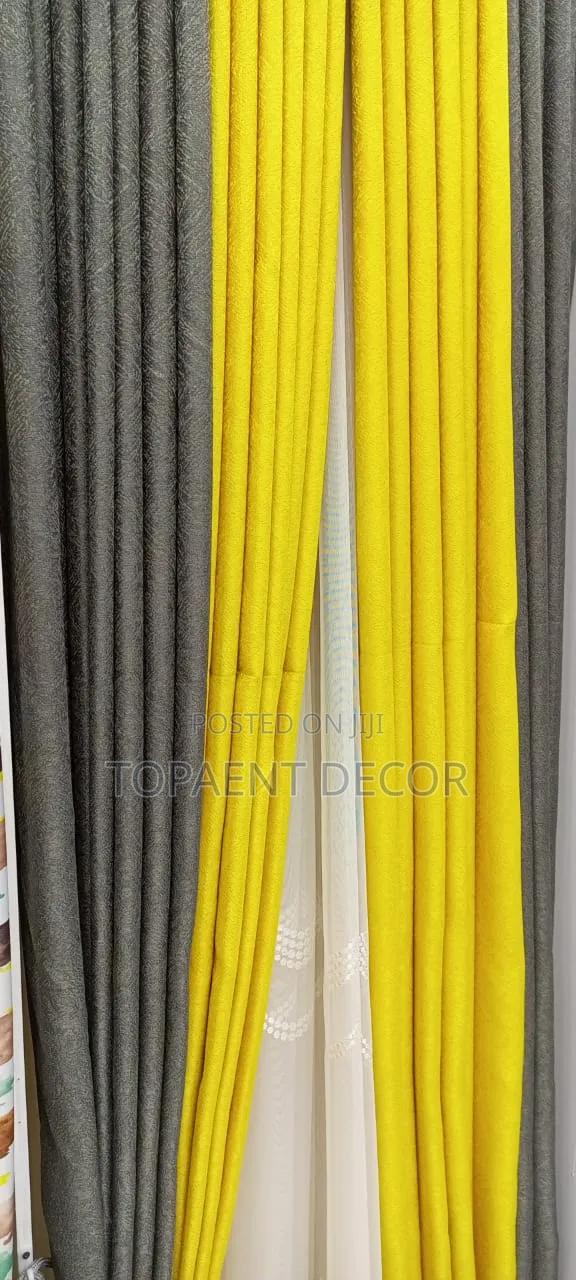 Grey and Mustard Mix and Match Window Curtains - thumbnail 2