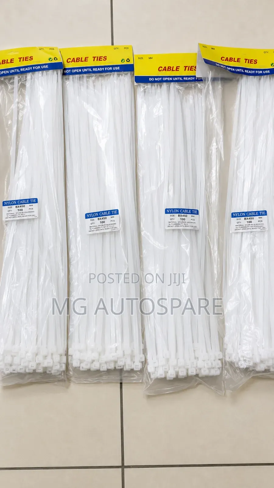 White Cable Tie Wraps 8 × 450 Mm