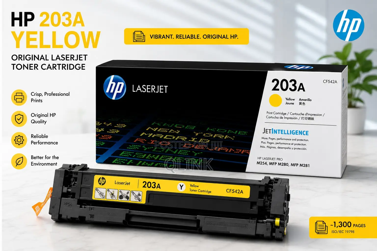 HP 203A Yellow Original LaserJet Toner Cartridge - CF542A