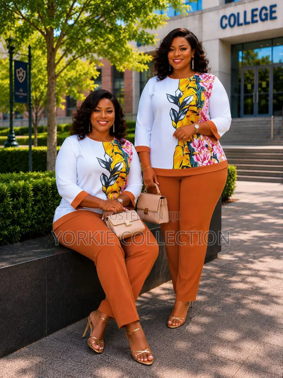 Two PC Outfit With a Top Printed Floral Design