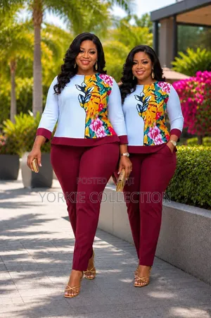 Two PC Outfit With a Top Printed Floral Design