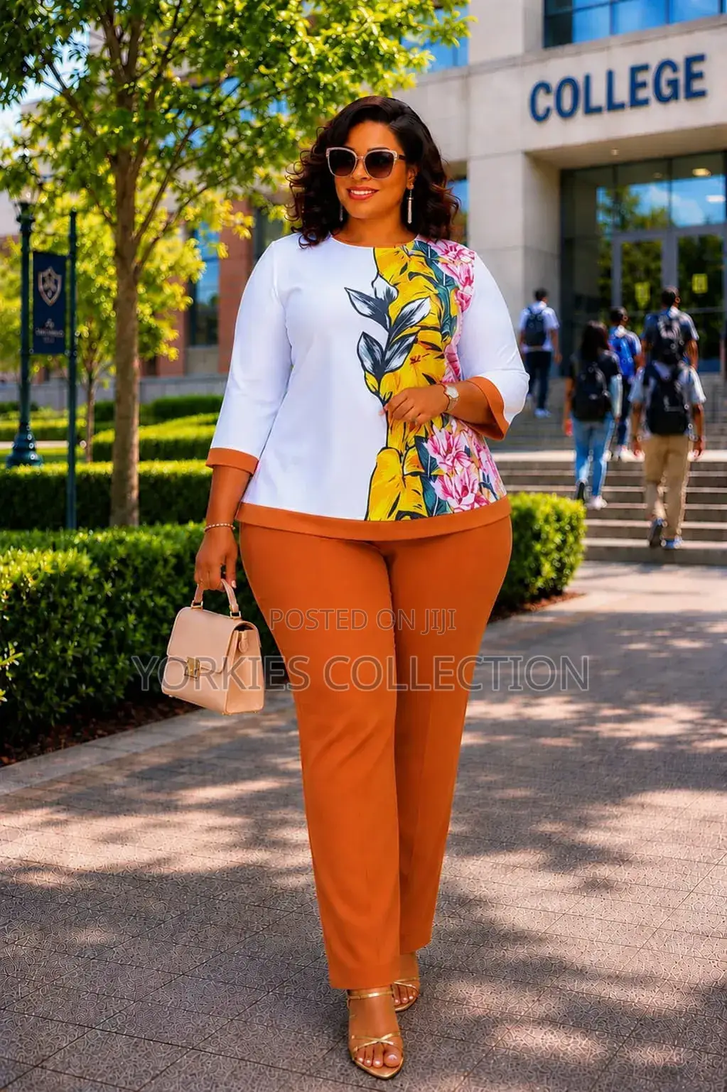 Two PC Outfit With a Top Printed Floral Design