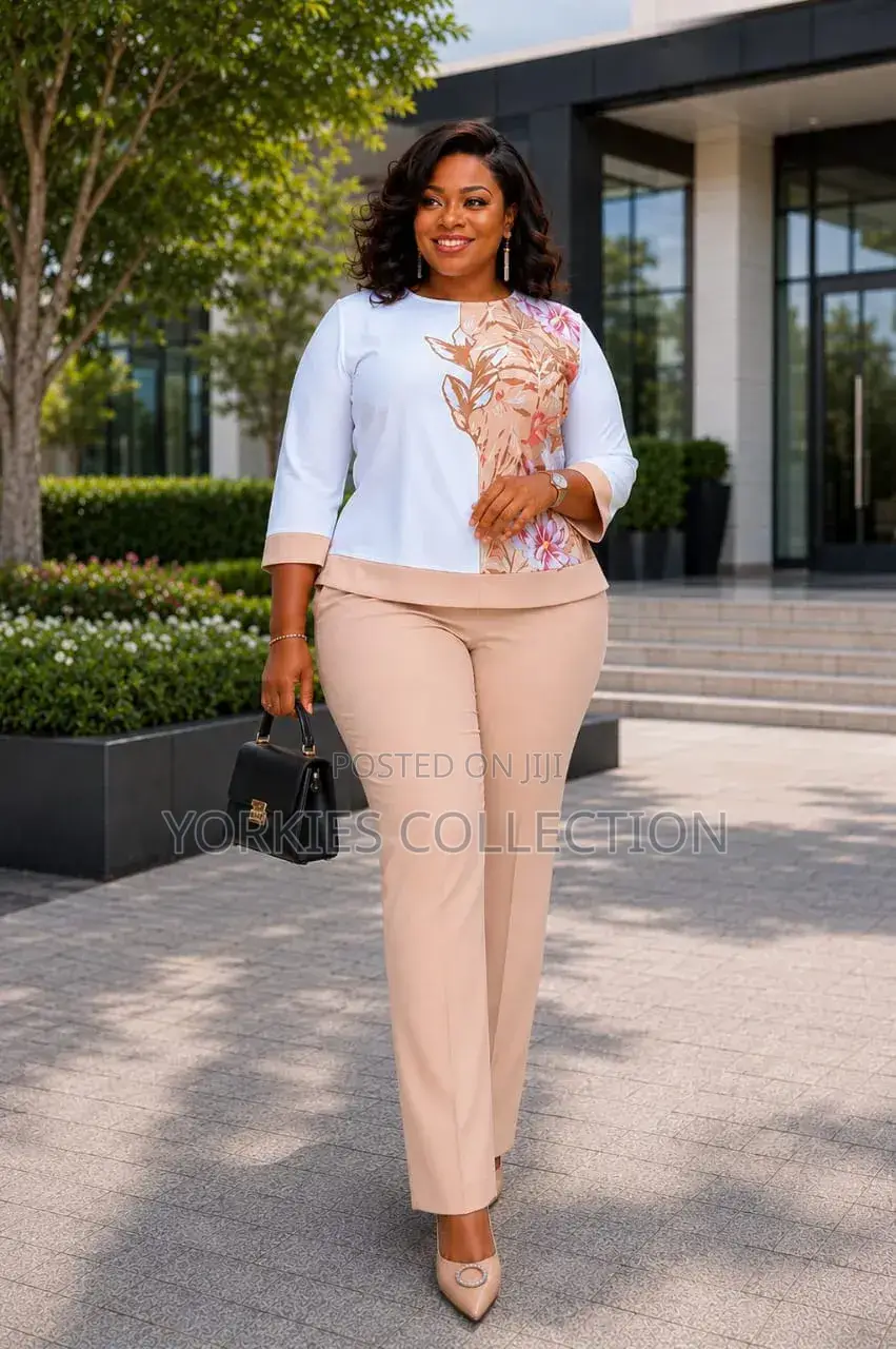 Two PC Outfit With a Top Printed Floral Design