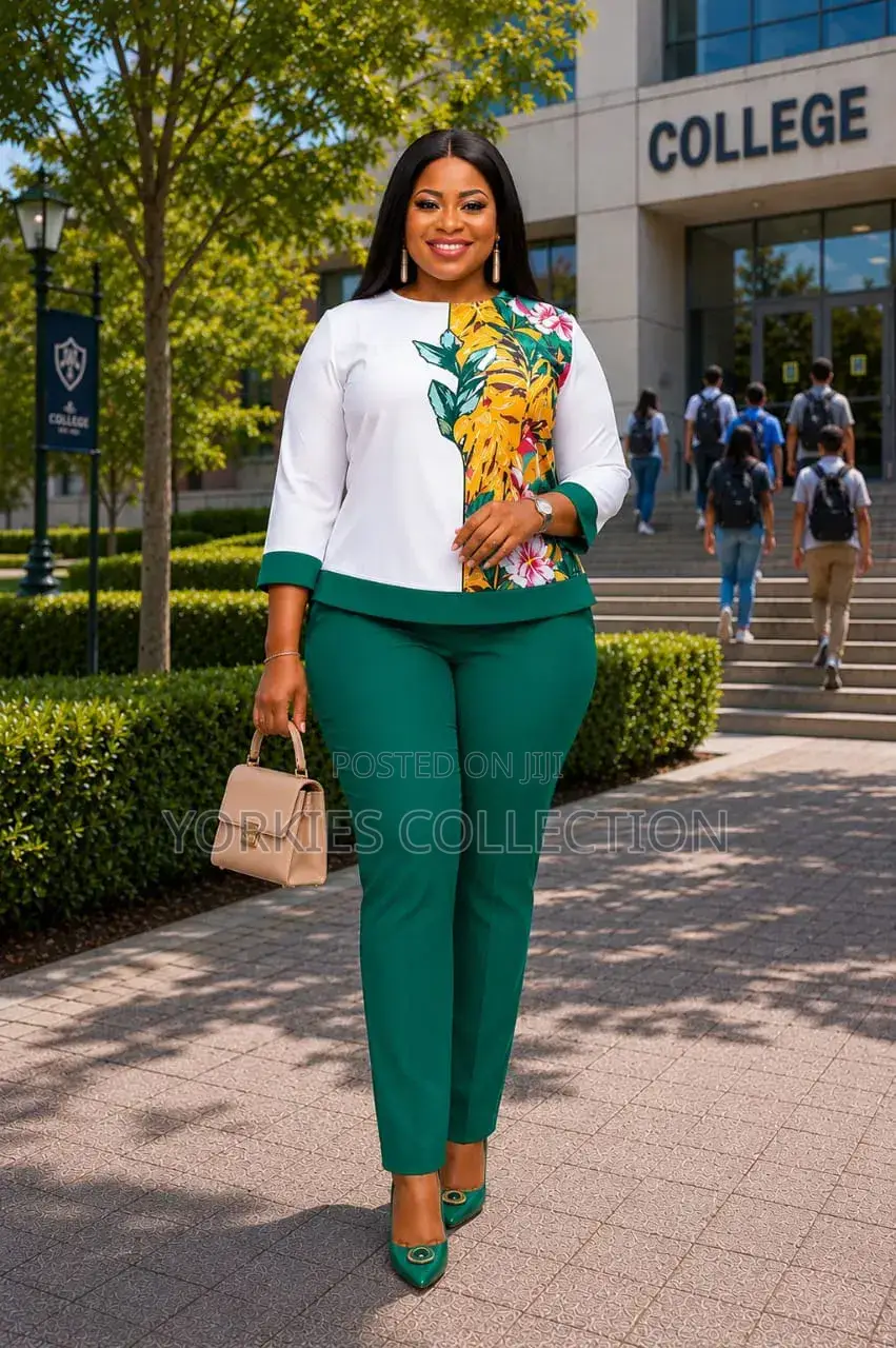 Two PC Outfit With a Top Printed Floral Design