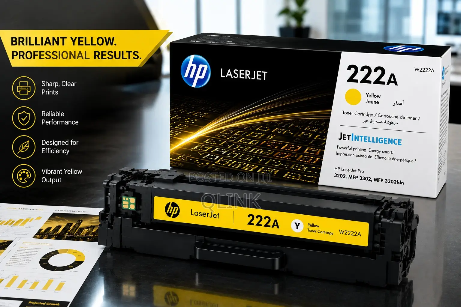 HP 222A Yellow Original LaserJet Toner Cartridge - W2222A