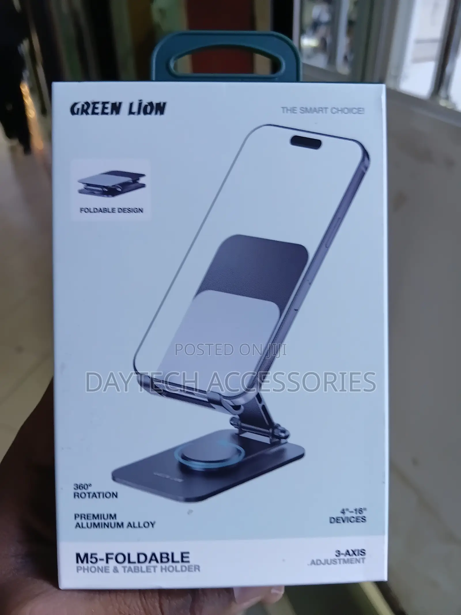 Green Lion M5-Foldable Phone Tablet Holder - Black